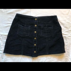 Button Front Corduroy Skirt